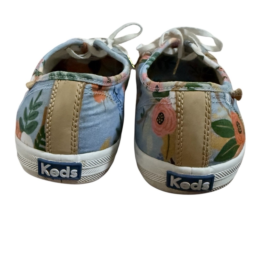 Keds Rifle Paper Co Garden Party Sneakers Womens 9.5 Blue Lace Up Floral Shoes - Picture 5 of 8